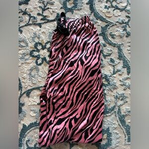 Victoria’s Secret pink & black zebra print satin pajama pant XS
